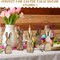 5 Pcs Easter Bunny Wooden Signs Bunny Decor Rustic Easter Tiered Tray Decor Easter Rabbit Table Sign with Colorful Bows Freestanding Easter Table Decorations for Easter Spring Party(Classic)